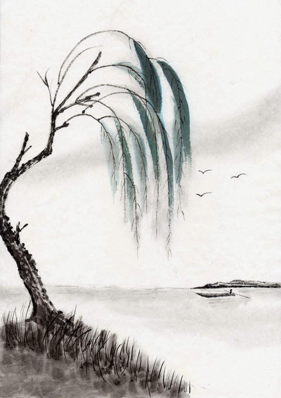 无人,竖图,室内,白天,正面,绘画,河流,美景,水,植物,船,柳树,鸟,一棵,飞翔,艺术,大雁,鸟类,河水,景观,水流,云,云朵,木船,枝条,古典,云彩,文化,垂柳,树,树干,树木,树枝,绿色,白云,天空,自然,工艺品,交通工具,天,品味,景色,生长,晴朗,成长,美术,高雅,舟,自然风光,载具,国画,水墨画,美学,水墨,倒挂柳,晴空,垂枝柳,彩图,全身