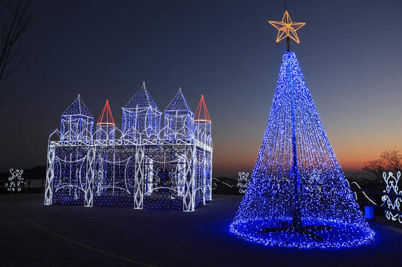 无人,横图,彩色,室外,夜晚,正面,度假,美景,植物,城市风光,城市,霓虹灯,日本,圣诞节,亚洲,阴影,节日,庆祝,装饰,光线,影子,堡垒,城堡,景观,灯光,圣诞树,七彩,文化,娱乐,光源,霓虹,灯,树,树木,绿色,蓝天,天空,自然,天,庆典,享受,休闲,景色,放松,生长,成长,纪念,华丽,修饰,点缀,照明设备,要塞,东亚,日本国,氖灯,衬托,美观,雅致,雅观,设防,彩图