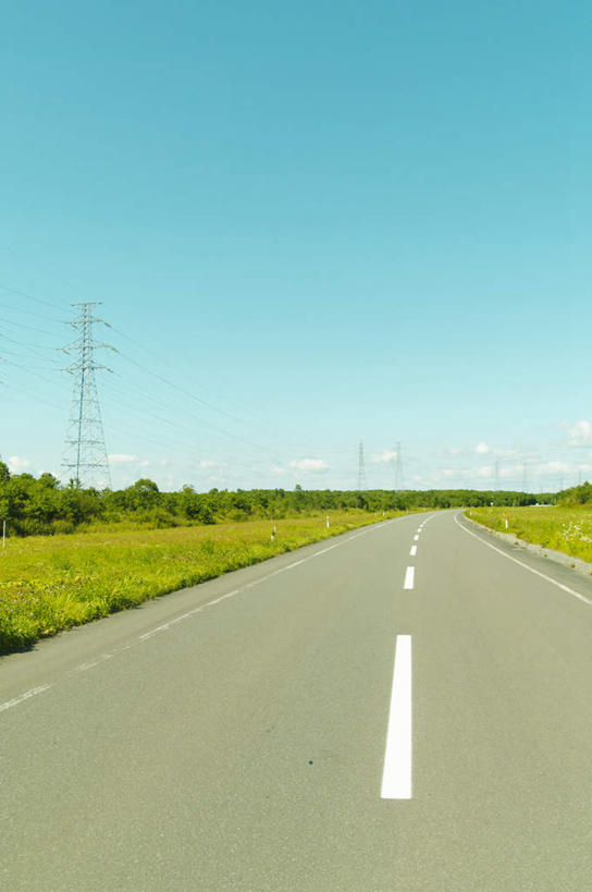 无人,竖图,室外,白天,正面,旅游,度假,草地,草坪,美景,植物,道路,路,公路,北海道,日本,亚洲,电力,钢材,电缆,电线,支架,景观,交通,娱乐,电塔,草,树,树木,蓝色,绿色,蓝天,天空,自然,天,享受,休闲,景色,放松,生长,能源,成长,支撑,资源,自然风光,供电设备,东亚,高压电塔,高压输电线,日本国,北海道地方,北海道岛,高压电线塔,高压塔,马路,彩图