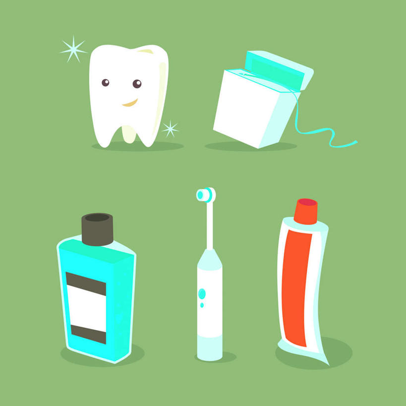 无人,方图,插画,室内,白天,正面,数码,科技,五个,一排,许多,阴影,整齐,网络,牙膏,牙刷,高光,几何,计算机图形,合成,图画,画,排列,日用品,电脑合成图,数码合成图,队列,漫画,电动牙刷,写实,具体,具象,彩图