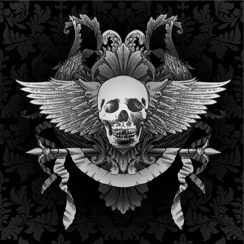 颅骨,无人,竖图,插画,室内,白天,正面,数码,科技,阴影,黑色背景,节日,庆祝,装饰,网络,翅膀,丝绸,丝带,缎带,高光,几何,计算机图形,合成,图画,文化,箭头,绸带,画,庆典,万圣节,武器,战争,纪念,华丽,修饰,点缀,电脑合成图,数码合成图,合成图,兵器,漫画,写实,具体,具象,远程,冷兵器,簇,矢,衬托,美观,雅致,雅观,鼻骨,顶骨,额骨,颈椎,颞骨,下颌骨,颧骨,头盖骨,彩图