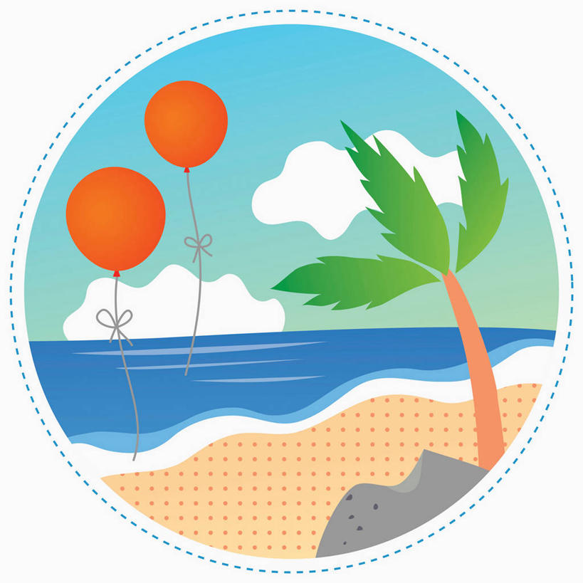 无人,方图,插画,室内,白天,白色背景,正面,数码,科技,海浪,海洋,沙滩,植物,棕榈树,叶子,阴影,装饰,网络,圆形,沙子,图形,圆,塑料,海岸,浪花,水平线,云,云朵,辽阔,绿叶,海平线,沙地,高光,几何,计算机图形,合成,云彩,图画,画,树,树木,蓝色,绿色,白云,蓝天,天空,自然,海水,气球,塑料制品,天,广阔,嫩叶,橡胶,生长,晴朗,成长,一望无际,华丽,修饰,点缀,电脑合成图,数码合成图,合成图,数学,漫画,海景,橡胶制品,棕榈叶,写实,具体,具象,衬托,美观,雅致,雅观,无边无际,一马平川,叶,叶片,大海,风浪,海,海水的波动,海滩,近岸浪,涌浪,晴空,棕树,棕榈,彩图,几何图形,平面图形,水天相接,水天一线