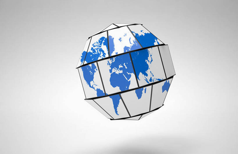 无人,横图,插画,室内,白天,正面,数码,科技,海洋,阴影,灰色背景,反射,网络,图形,影子,世界地图,地球,陆地,高光,几何,计算机图形,合成,全球,图画,画,一个,蓝色,地理,国家,单个,电脑合成图,数码合成图,大陆,世界,合成图,数学,漫画,写实,具体,具象,彩图,几何图形,立体几何,立体图形,多面体,大洋,大洲