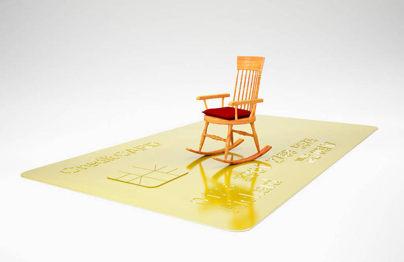 无人,横图,室内,特写,白天,白色背景,正面,信用卡,静物,椅子,一把,一张,阴影,反射,影子,摇椅,金色,卡,储蓄卡,摄影,影棚,银行卡,彩图,影棚拍摄,拍摄