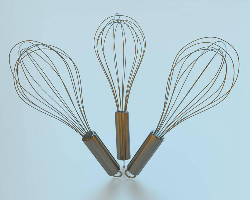 无人,横图,俯视,室内,特写,白天,烹饪,餐桌,桌子,静物,厨具,金属制品,阴影,蓝色背景,反射,金属,影子,三个,打蛋器,搅拌器,摄影,影棚,餐台,烹饪用具,手动打蛋器,烹调用具,烹调,彩图,高角度拍摄,影棚拍摄,拍摄