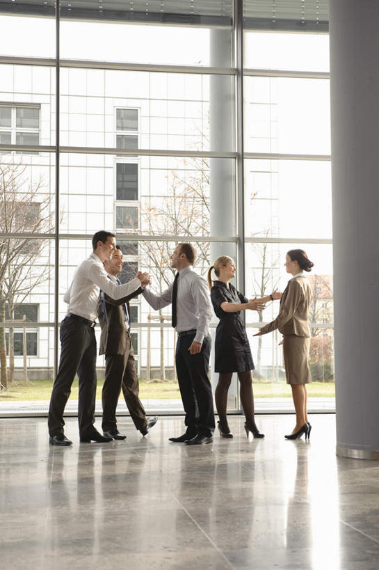 西方人,伙伴,朋友,商务人士,商务男性,商务女性,办公室,站,握手,笑,说,微笑,露齿笑,竖图,室内,白天,正面,衬衫,讨论,友谊,合作,团队,植物,窗户,落地窗,欧洲,欧洲人,五个人,阴影,套装,开会,会议,光线,瓷砖,地砖,影子,房屋,屋子,地面,许多人,注视,楼房,玻璃窗,树,树木,绿色,阳光,自然,观察,看,站着,一群人,战略,生长,成长,观看,察看,关注,商务装,工薪阶层,联合,合谋,交流,配合,协作,男人,男性,年轻男性,年轻女性,女人,女性,白种人,白领,上班族,搀手,沟通,讲话,交谈,拉手,商讨,手搀手,手拉手,手牵手,手握手,说话,谈话,站立,彩图,全身,衬衣,房子