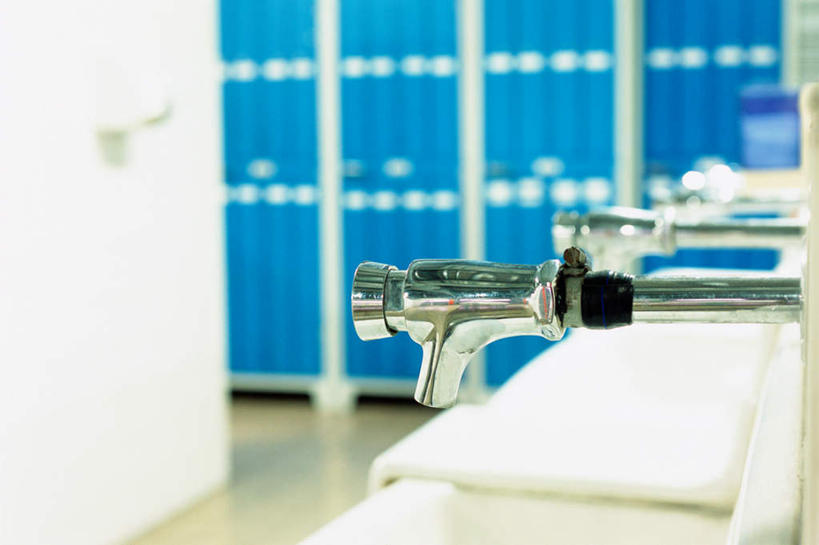 无人,工厂,横图,室内,特写,白天,正面,静物,金属制品,朦胧,模糊,金属,水槽,水龙头,彩图,工地,制造厂