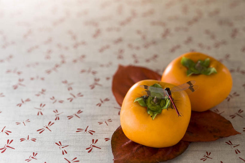 无人,横图,俯视,室内,特写,白天,秋季,餐桌,桌子,柿子,水果,叶子,朦胧,模糊,枯叶,两个,两只,摄影,有机食品,绿色食品,影棚,餐台,叶,叶片,秋,秋天,彩图,高角度拍摄,影棚拍摄,拍摄