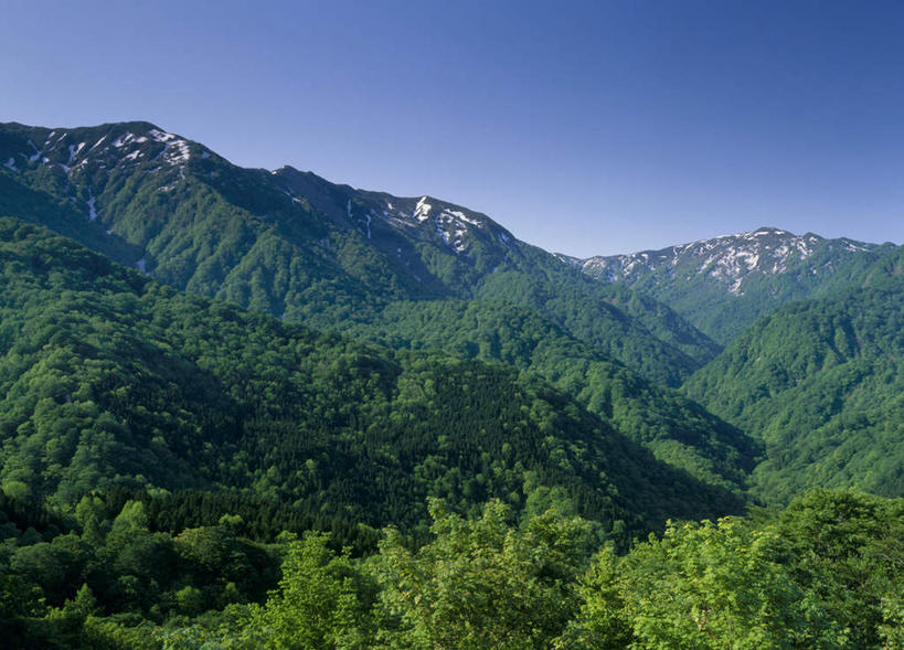 无人,横图,室外,白天,正面,旅游,度假,美景,山,山脉,树林,植物,日本,亚洲,阴影,光线,影子,景观,山峰,山峦,娱乐,树,树木,蓝色,绿色,蓝天,天空,阳光,自然,群山,天,享受,休闲,景色,放松,生长,成长,自然风光,东亚,本州,本州岛,日本国,青森,青森县,东北地方,彩图