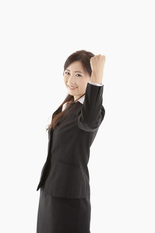 东方人,一个人,商务人士,商务女性,站,笑,微笑,露齿笑,竖图,室内,白天