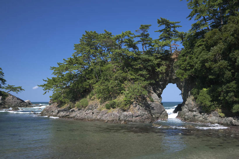 无人,横图,室外,白天,正面,旅游,度假,海浪,海洋,石头,美景,树林,植物,日本,亚洲,阴影,光线,石子,影子,景观,浪花,娱乐,树,树木,蓝色,绿色,蓝天,天空,阳光,自然,海水,天,享受,休闲,景色,放松,生长,成长,自然风光,海景,东亚,本州,本州岛,日本国,中部地方,福井,福井县,大海,风浪,海,海水的波动,近岸浪,石块,岩石,涌浪,彩图