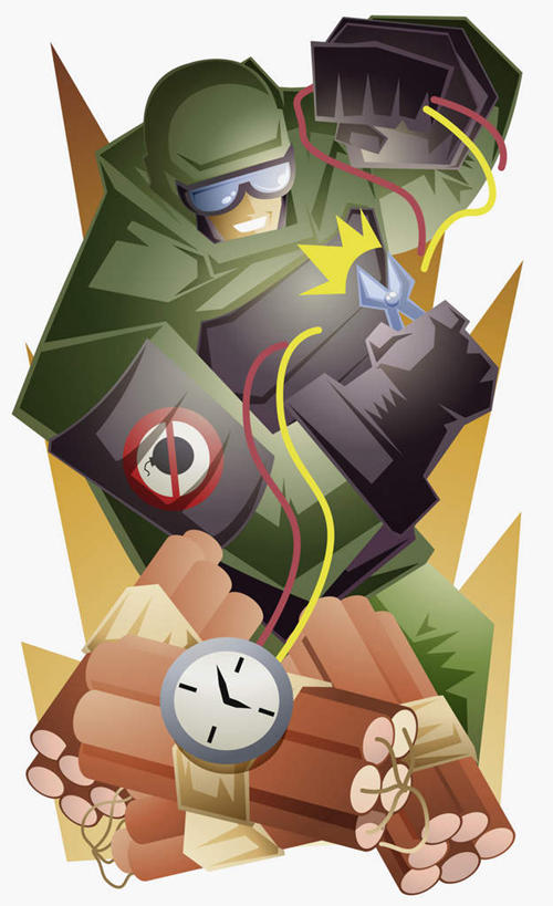 西方人,一个人,无人,站,竖图,插画,室内,白天,白色背景,侧面,工作服,制服,安全,竞争,数码,高科技,科技,炸药,炸弹,计时器,欧洲,欧洲人,仅一个男性,仅一个人,对抗,握,阴影,冲突,军事,时间,科学,网络,眼镜,防护,高光,几何,计算机图形,合成,计时,图画,注视,破坏,画,仅一个年轻男性,观察,看,站着,武器,战争,握着,工业,观看,护目镜,保护,定时器,损坏,电脑合成图,数码合成图,正义,察看,准确,攻击,恐怖,威胁,合成图,对立,关注,矛盾,兵器,精准,弹药,保险,防御,超人,漫画,军方,军工业,国防,写实,具体,具象,敌对,挫败,斗争,抗拒,抗衡,保全,周全,安稳,安定,杀伤,威慑,安全防护眼镜,工作制服,超级英雄,英雄,超能力,公理,平安,危险,男人,男性,年轻男性,白种人,定时炸弹,甘油炸药,站立,彩图,全身,工作套服,防护眼镜