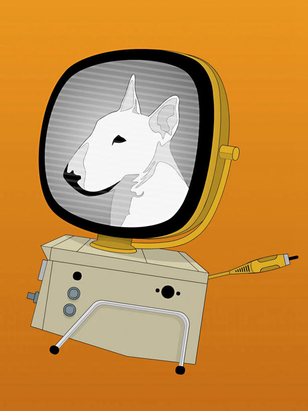 无人,竖图,插画,室内,白天,正面,电脑,显示器,数码,科技,宠物,狗,橙色背景,阴影,电力,网络,电线,屏幕,线,电能,高光,几何,计算机图形,合成,线路,图画,注视,输入设备,通讯设备,显示屏,画,一只,白色,动物,观察,看,台式电脑,可爱,观看,电,电源,电源线,电脑合成图,数码合成图,察看,合成图,关注,通信设备,能量,漫画,输出设备,忠诚,写实,具体,具象,犬,半身,彩图