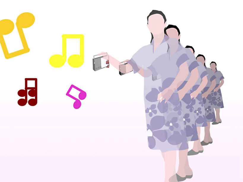 无人,站,举,横图,插画,室内,白天,正面,数码,科技,一排,握,阴影,服装,整齐,网络,许多人,高光,几何,计算机图形,音乐,拿,合成,图画,拿着,休闲装,设备,画,排列,衣服,粉色,黄色,收音机,托,站着,一群人,休闲,休闲服,橙色,握着,服饰,电脑合成图,数码合成图,信号,无线电,节拍,合成图,队列,广播,乐符,音符,漫画,符头,符干,符尾,乐章,写实,具体,具象,无线电技术,年轻女性,女人,女性,举起,举手,举着,向上举,向上伸,向上托,站立,彩图,全身