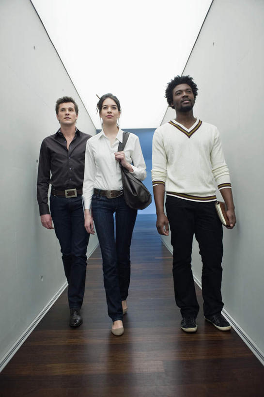 西方人,三个人,同事,商务人士,商务男性,商务女性,走,竖图,室内,白天,正面,衬衫,成功,合作,团队,集体,信心,欧洲,非洲,黑人,欧洲人,一排,套装,服装,整齐,包,材料,档案,皮包,文件,纸,墙,走道,走廊,过道,注视,休闲装,队伍,墙壁,墙面,排列,衣服,手稿,资料,观察,看,休闲,休闲服,服饰,观看,单肩包,证明,察看,领导,成就,队列,关注,文档,商务装,合伙,领袖,工薪阶层,男人,男性,年轻男性,年轻女性,女人,女性,中年男性,白种人,非洲人,白领,上班族,步行,散步,走路,彩图,全身,衬衣