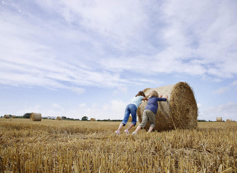 西方人,儿童,两个人,伙伴,朋友,农田,站,推,横图,室外,白天,仰视,友谊,纯洁,合作,团队,农业,庄稼,农作物,小麦,欧洲,欧洲人,阴影,服装,丰收,光线,影子,稻田,云,云朵,谷物,干草,云彩,注视,休闲装,小孩,衣服,蓝色,白云,蓝天,天空,阳光,草垛,天,观察,看,站着,休闲,休闲服,可爱,童年,童趣,战略,服饰,麦子,收获,晴朗,观看,察看,关注,童真,烂漫,无邪,联合,合谋,干草垛,配合,天真,协作,友情,女孩,女人,女性,白种人,晴空,站立,彩图,低角度拍摄,全身,耕地,庄稼田,女生