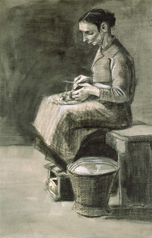 西方人,一个人,无人,家,坐,竖图,室内,白天,侧面,绘画,蔬菜,土豆,椅子,金属制品,油画,欧洲,欧洲人,仅一个女性,仅一个人,握,服装,新鲜,艺术,金属,铁桶,桶,房屋,木椅,屋子,食品,古典,拿,削,拿着,注视,文化,楼房,住宅,食物,衣服,容器,工艺品,观察,看,品味,仅一个中年女性,握着,服饰,有机食品,绿色食品,观看,储藏,美术,察看,高雅,衣着,储存,穿着,关注,美学,馍馍蛋,衣饰,削皮刀,女人,女性,中年女性,白种人,洋芋,山药蛋,马铃薯,坐着,彩图,全身,房子,贮存