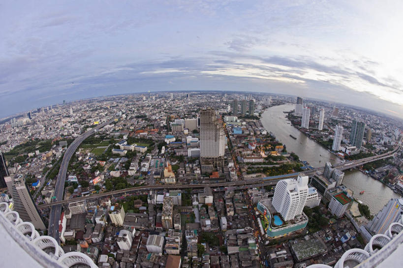 无人,横图,俯视,室外,白天,鱼眼镜头,城市,曼谷,泰国,首都,摄影,彩图,高角度拍摄