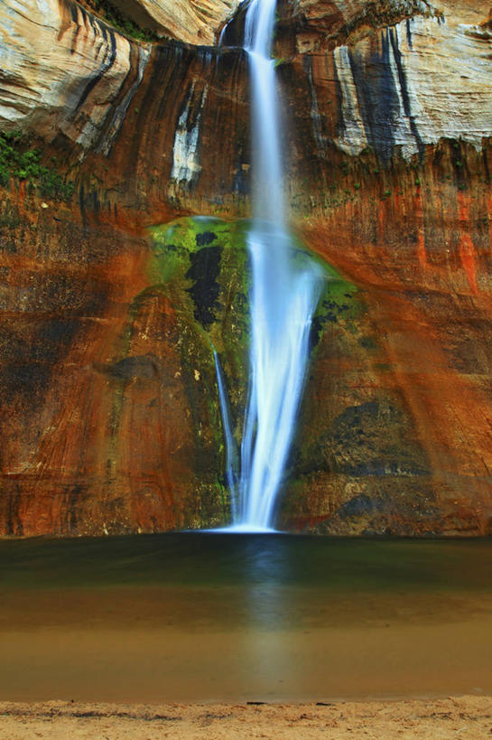无人,竖图,室外,白天,瀑布,沙漠,峡谷,悬崖,摄影,绿洲,犹他,大楼梯国家纪念碑,死水,彩图