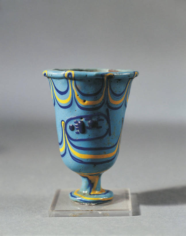 无人,横图,竖图,室内,埃及,灰色背景,杯,古代,一个,黄色,蓝色,灰色,陶器,摄影,单个,中东,古埃及文明,古代文明,底比斯,彩图,影棚拍摄