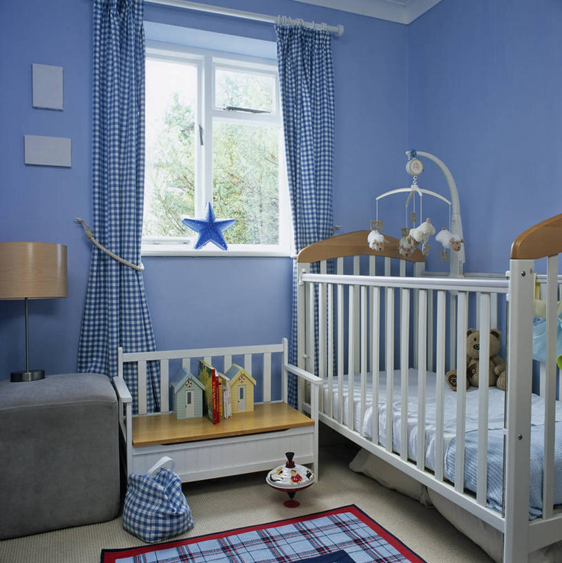 无人,竖图,方图,彩色,室内,白天,窗帘,卧室,玩具,现代,英格兰,蓝色,摄影,婴儿床,五颜六色,色彩斑斓,五彩缤纷,五彩斑斓,五光十色,彩图