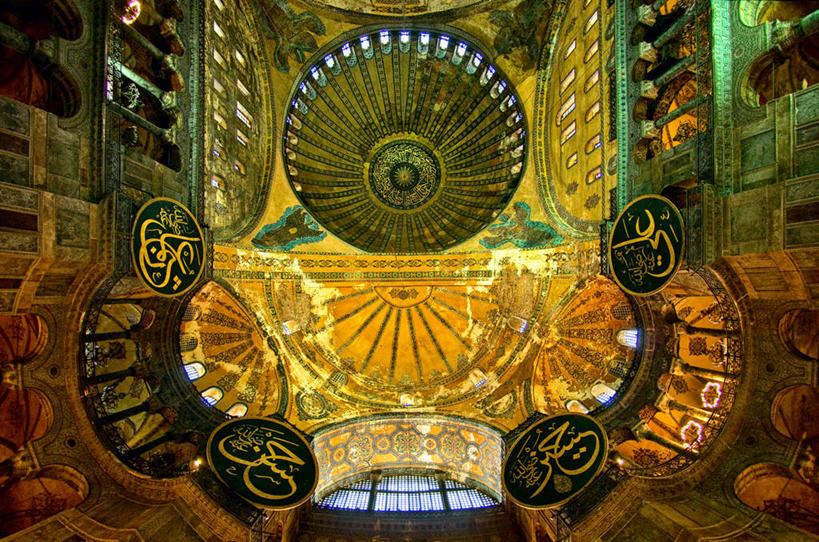 无人,横图,室内,白天,天花板,建筑,欧洲,装饰,宏伟,注视,观察,看,摄影,观看,察看,伊斯兰教,圆顶建筑,关注,阿拉伯文,彩图,圣索菲亚大教堂