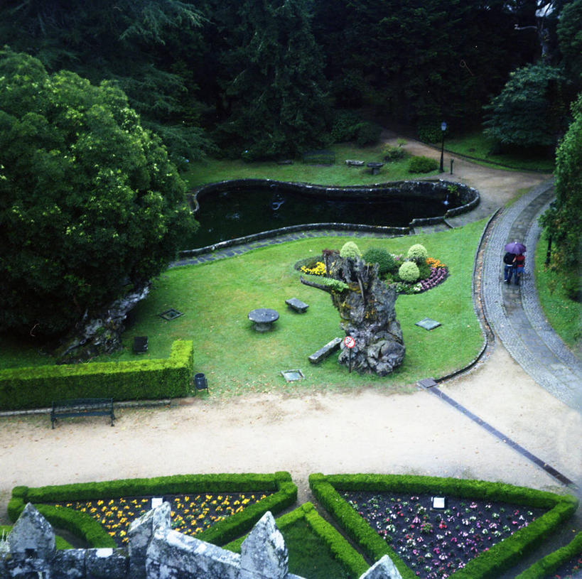 植物园,横图,俯视,室外,白天,西班牙,城堡,树,自然,摄影,宁静,加利西亚,彩图,高角度拍摄