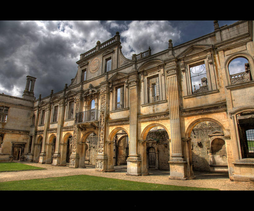 无人,横图,室外,白天,建筑,英国,柱子,云,拱门,历史,废墟,草,天空,摄影,诺丁汉,彩图