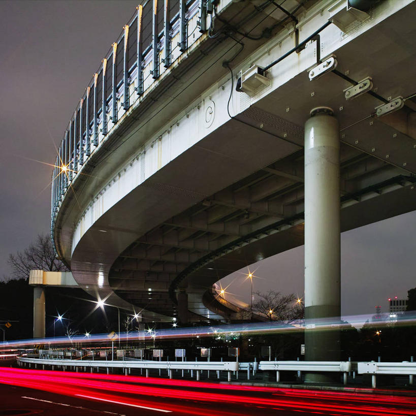 无人,方图,室外,长时间曝光,建筑,路,路灯,东京,日本,弯曲,柱子,首都,联系,树,天空,黄昏,运输,摄影,支撑,迅速,照亮,高架道路,港区,彩图