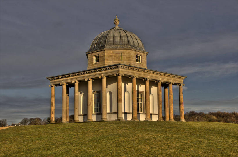 无人,横图,室外,白天,建筑,英国,柱子,云,历史,草,树,天空,摄影,宗教,圆顶建筑,塞奇菲尔德,达勒姆郡,彩图,郊野公园