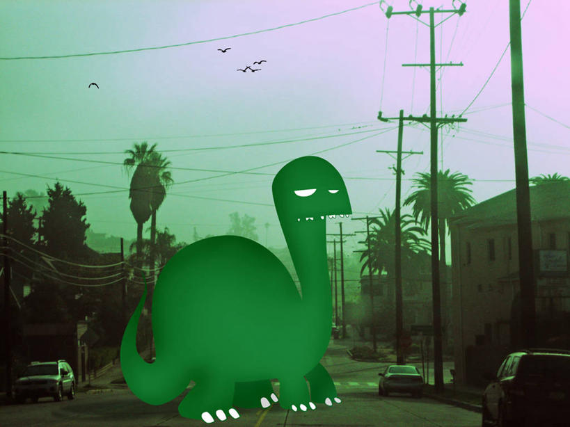 无人,横图,室外,城市,街道,汽车,棕榈树,美国,鸟类,电缆,房屋,机动车,数码合成,飞,绿色,黄昏,动物,卡通,幻想,摄影,恐龙,巨大,庞大,北美,北美洲,加利福尼亚,美洲,想象,加州,洛杉矶,加利福尼亚州,金州,黄金州,北亚美利加洲,亚美利加洲,宏大,硕大,伟大,侏罗纪,天使之城,彩图,县治,洛杉矶县,美利坚合众国,洛城,中生代,输电塔,电力线