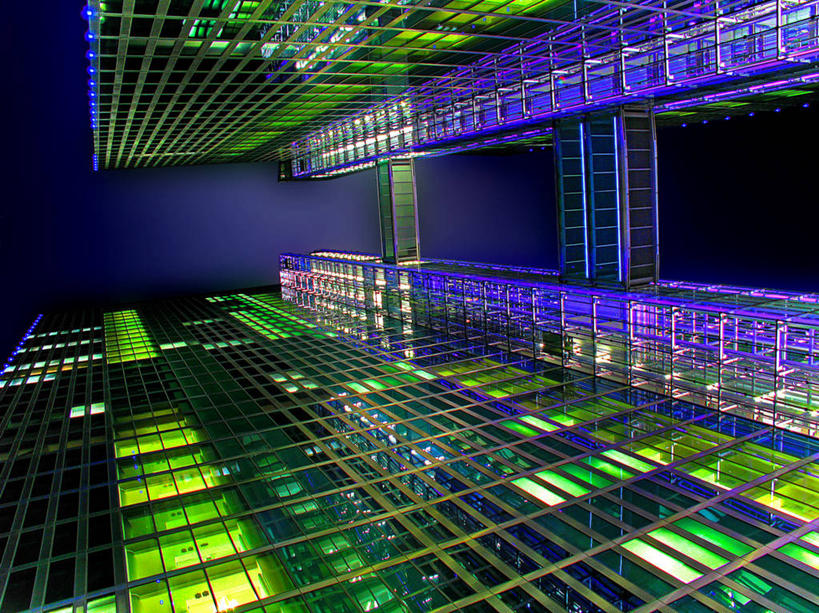 无人,横图,俯视,室外,夜晚,城市,建筑,摩天大楼,德国,现代,慕尼黑,摄影,照亮,彩图,高角度拍摄