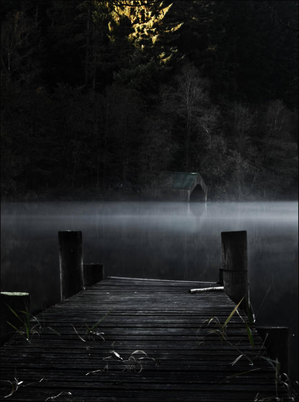 无人,竖图,室外,夜晚,神秘,雾,英国,木制,棚,摄影,宁静,彩图