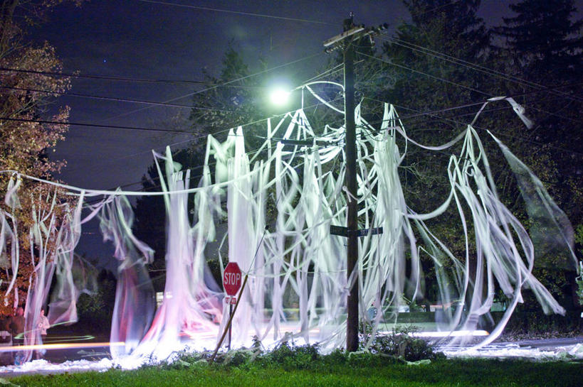 横图,室外,夜晚,长时间曝光,路灯,美国,联系,草,树,摄影,照亮,宾夕法尼亚,恶作剧,彩图