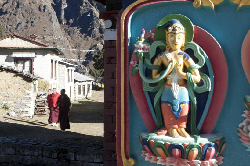 无人,横图,尼泊尔,亚洲,文字,墙,小路,祈祷,摄影,宗教,佛教,宗教建筑,喜马拉雅山脉,珠穆朗玛峰,灵性,彩图,旅行,鲲鹏