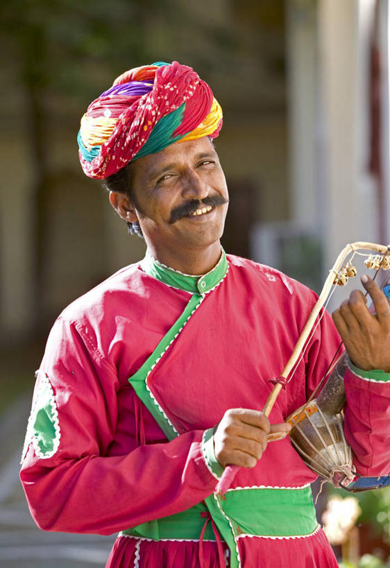 一个人,竖图,印度,亚洲,摄影,肖像,音乐人,拉贾斯坦邦,斋普尔,印度次大陆,彩图