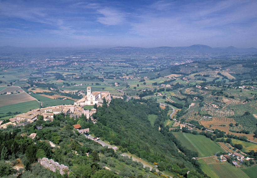 无人,教堂,横图,俯视,意大利,欧洲,地形,乡村,摄影,宗教,西欧,南欧,意大利文化,翁布里亚大区,阿西西,彩图,高角度拍摄,大教堂