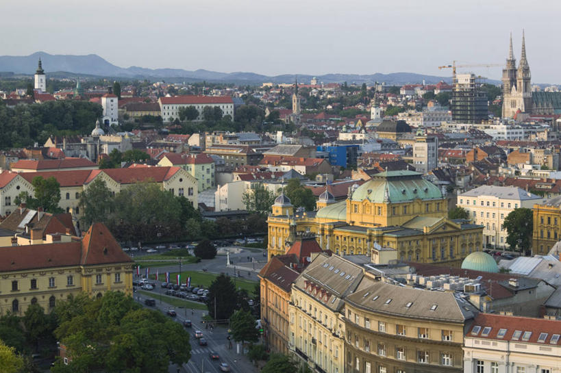 无人,横图,俯视,城市,欧洲,克罗地亚,首都,摄影,地中海文化,巴尔干,东欧,萨格勒布,彩图,高角度拍摄