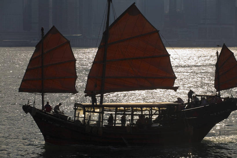 无人,横图,城市,船,香港,亚洲,维多利亚港,帆,摄影,航海,彩图