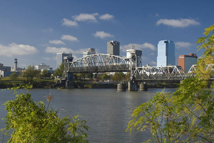 无人,横图,室外,天际线,城市,美国,桥,摄影,北美,阿肯色州,美国人,彩图,阿肯色河