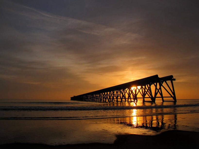 无人,码头,横图,室外,日出,海洋,美景,建筑,英国,反射,景观,风景,天空,自然,景色,摄影,宁静,早晨,自然风光,达勒姆郡,海滩,彩图