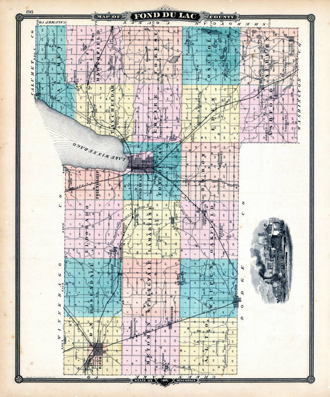 无人,竖图,地图,历史,古董,威斯康星,彩图