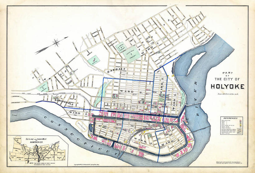 无人,横图,地图,城镇,历史,古董,马萨诸塞,彩图,霍利奥克