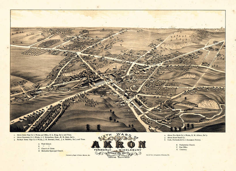 无人,横图,俯视,地图,历史,古董,俄亥俄州,彩图,高角度拍摄