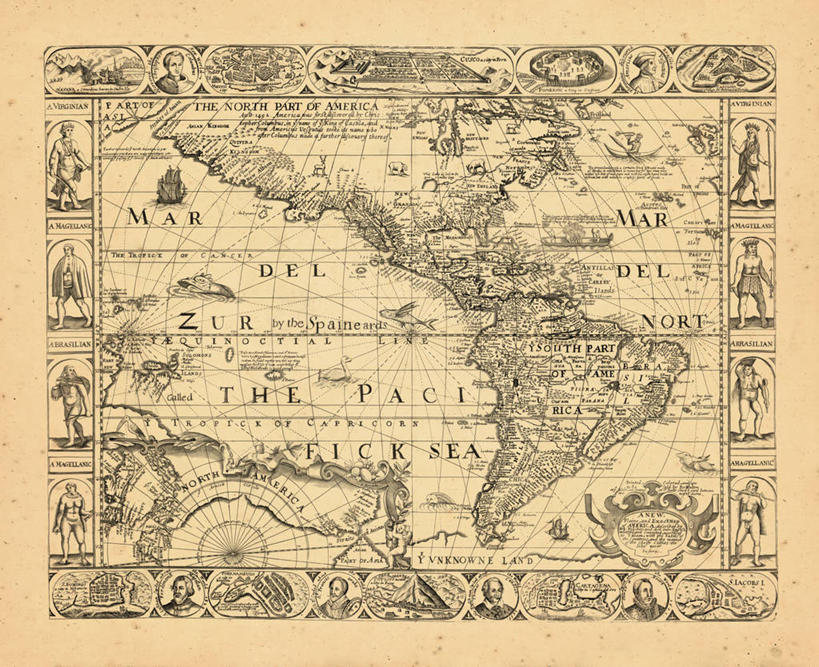 无人,横图,地图,历史,南美,古董,北美,彩图,旅行