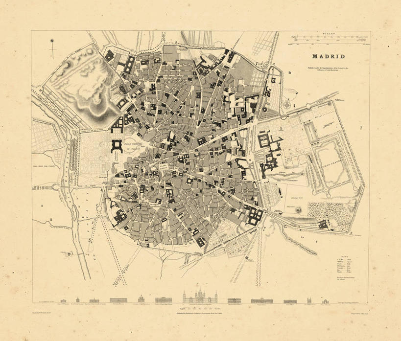 无人,横图,地图,西班牙,欧洲,首都,历史,马德里,古董,彩图