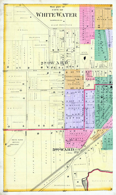 无人,竖图,地图,城镇,历史,古董,威斯康星,彩图,地图学,白水