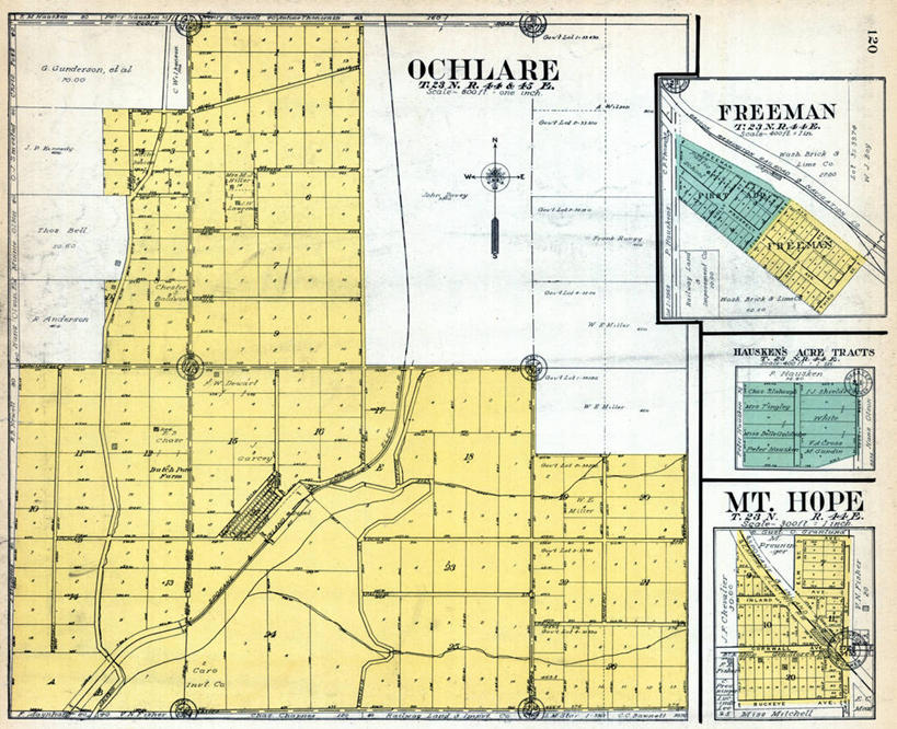无人,横图,地图,城镇,历史,古董,华盛顿州,彩图,地图学