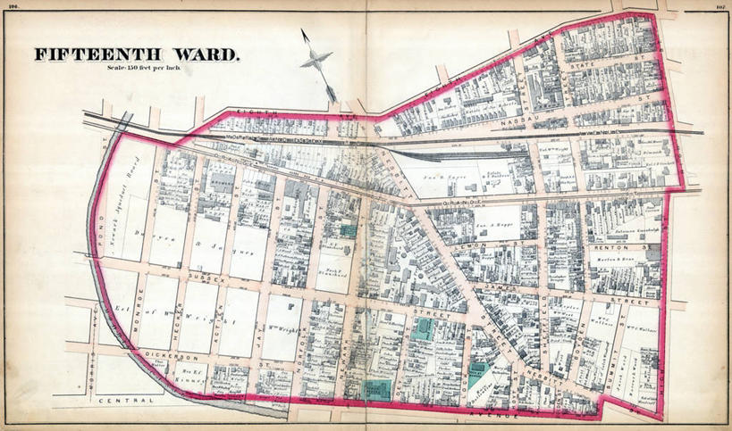 无人,横图,地图,城镇,历史,古董,纽瓦克,新泽西,彩图,地图学