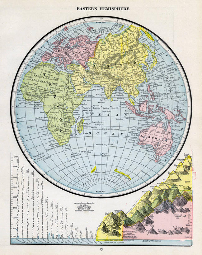 无人,竖图,地图,世界地图,历史,古董,彩图,东半球,地图学